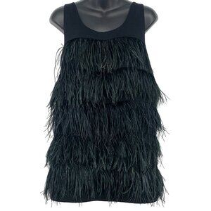 Ann Taylor Size XL Extra Large Black Fringe Sleeveless Women Top Blouse New